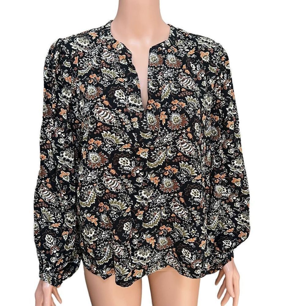 Treasure & Bond - Black Vintage Meadow Long Sleeve Blouse size L NWOT